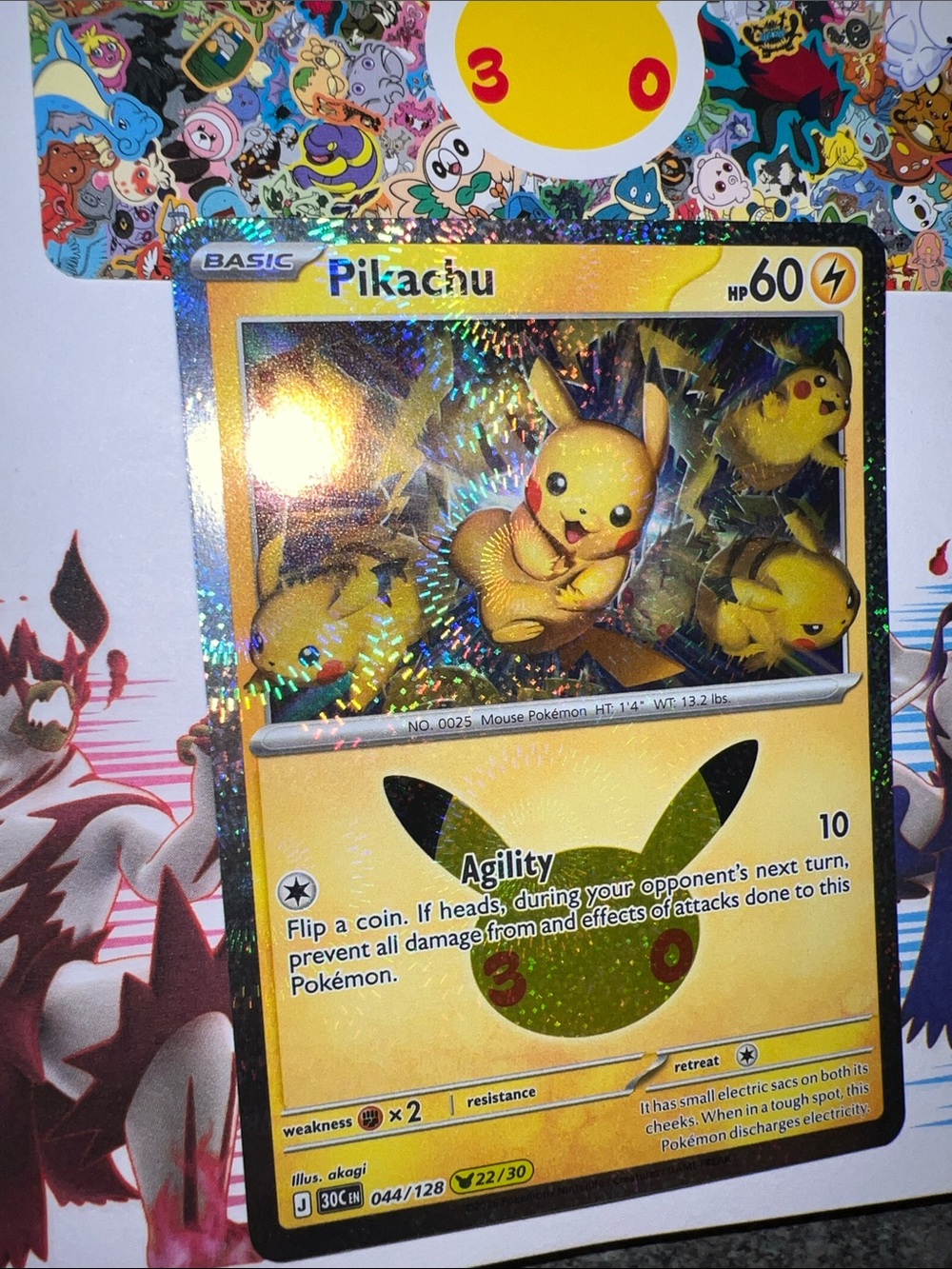 Pokemon Pikachu Holographic Yellow Gold Foil Card